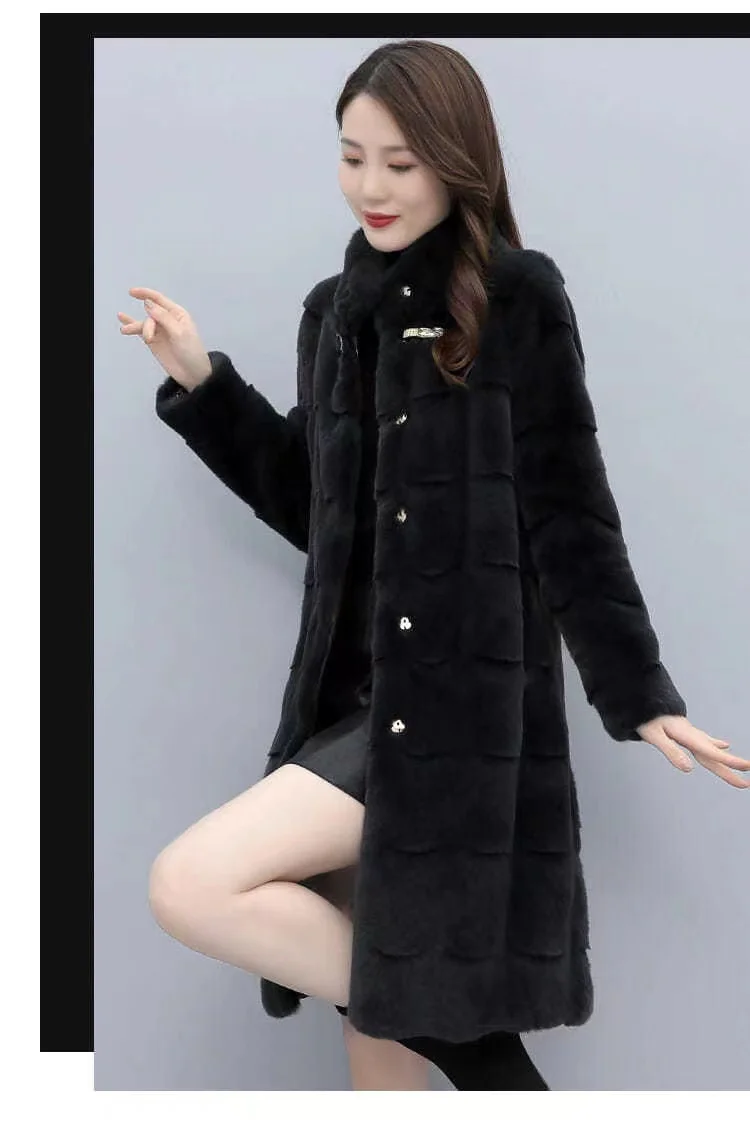 Winter Fashion 2021 Plus Size Women's Mink Fur Winter Coat With Zip Big ...