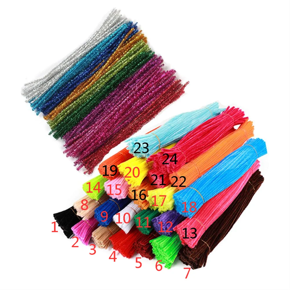 Color: Yellow DalaB 100pcs 5mm Chenille Stems Pipe Cleaners Children Kids Plush Educational Toy Crafts Colorful Pipe Cleaner Toys Handmade DIY Craft 