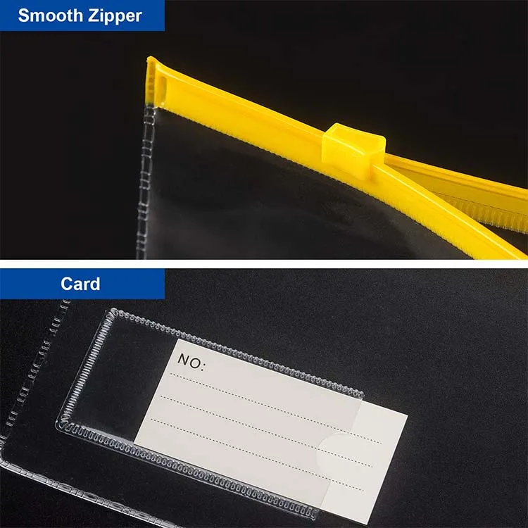School Office Clear Custom PVC Vinyl A6 Poly Zip Lock Envelopes Zipper Pouch Transparent File Plastic Documents Bag
