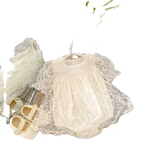 2026 Cute Boutique Newborn Girls Princess Dress Short Sleeve Flower Bodysuit Baby Summer Rompers