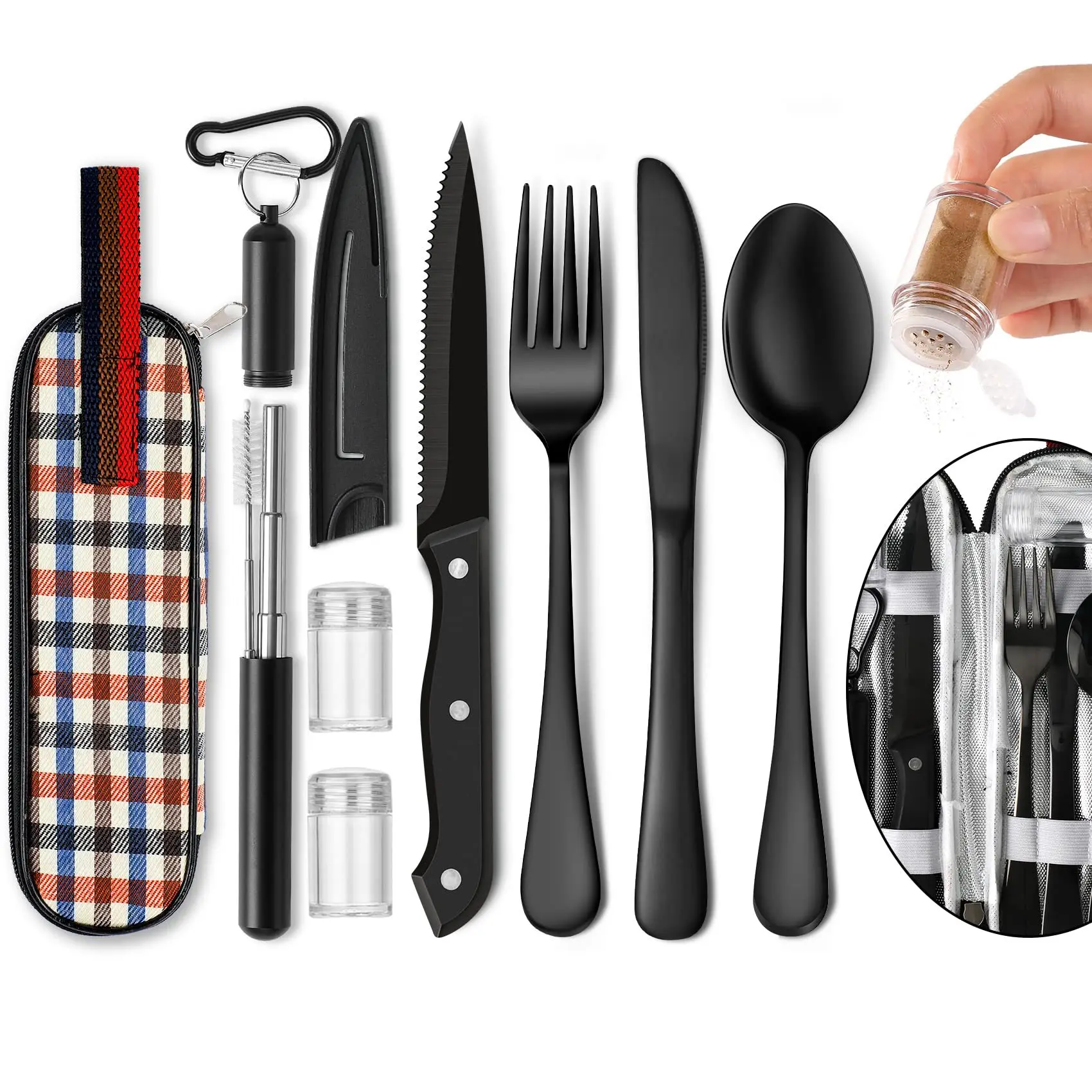 Portable Black Stainless Steel Cutlery Set – Zipspoon