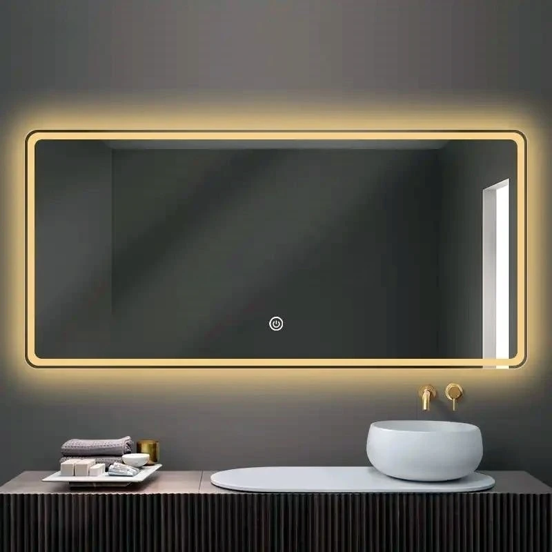 product modern led framed bathroom wall mirror rectangle anti fog ip44 rating smart wall mounted mirror-2