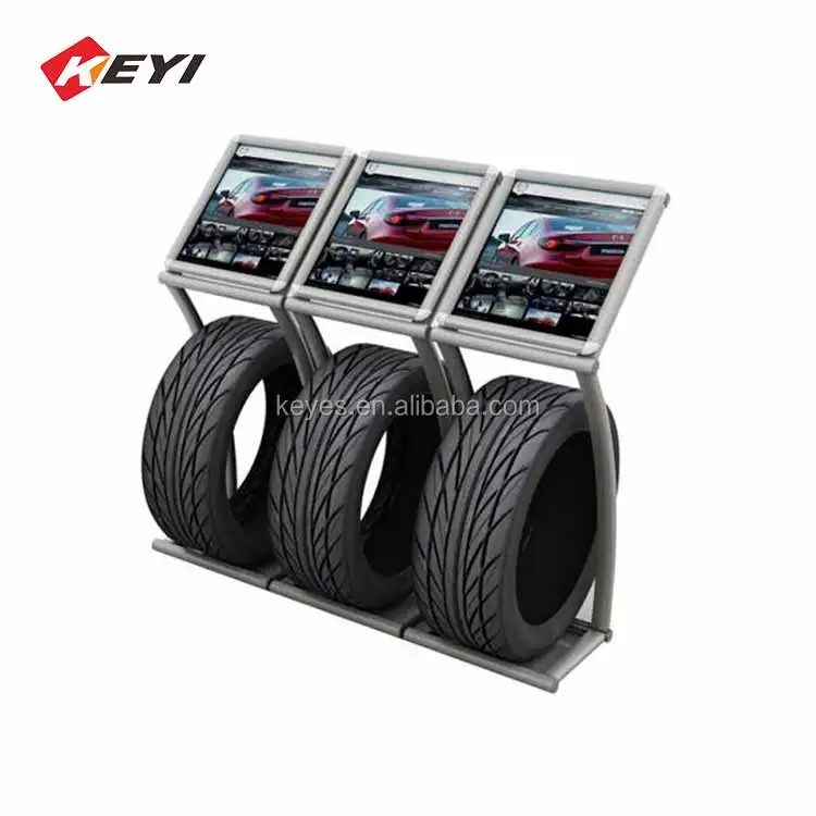 カスタムショールーム二層式金属製タイヤ・ホイール陳列棚/タイヤ陳列