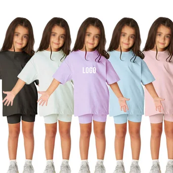 Boys And Girls Short-Sleeved T-Shirts And Leggings Suits Jogging Pants Set 2 Pieces Clothing 2022 Toddler Girl Summer Clothes