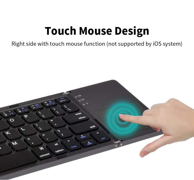 Muti Functional Triple Fold Rechargeable Bluetooth Wireless Keyboard With Touch Pad Used for Mobile Phone Computer Notebook
