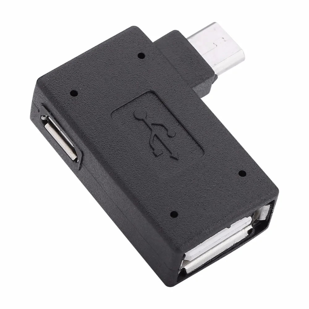 Микро-адаптер USB 2,0 мама-папа Micro OTG порт питания 90 градусов левый 90 правый угловой микро-USB OTG