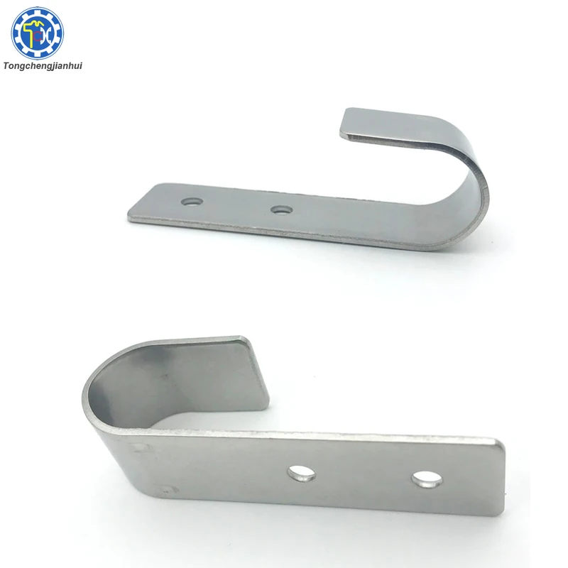 Customized Factory Price Flat Sheet Metal Anodized Aluminum Stainless Steel  Single J Shape Hook for Wall
