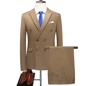 Haute Couture Double-Breasted Tuxedo Groom Suit Spring and Autumn Business Style Plus Size Two-Piece Suit