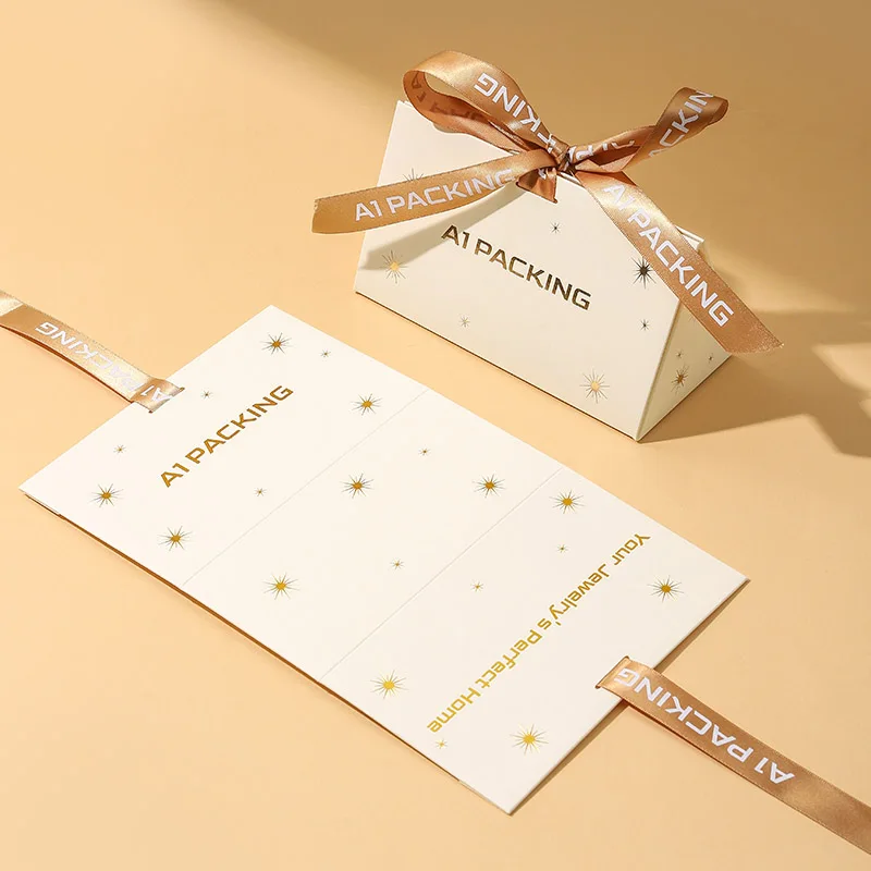 A1 New Style Triangular Paper Boutique Gift Paper Bag With Ribbon  Party Wedding Candy Favor Gift Bag supplier