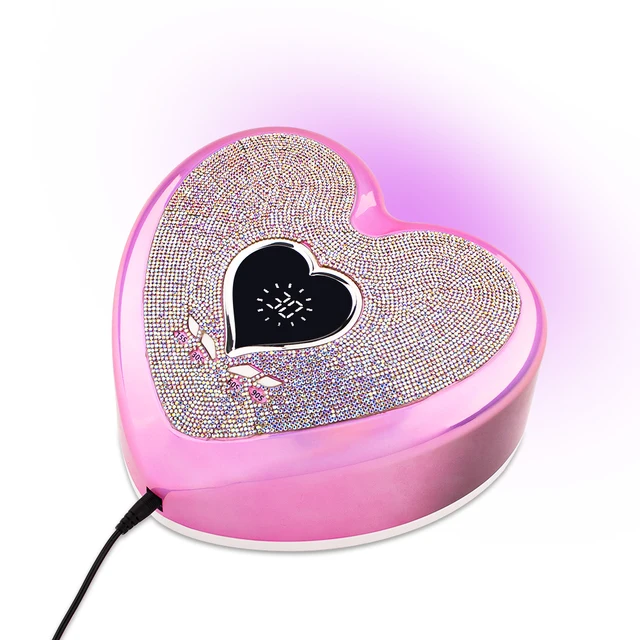 Shining Diamond Magic Pink UV LED Nail Lamp Pro Cure Manicure Dryer 96W Heart Shape for Curing Gel Nail Polish