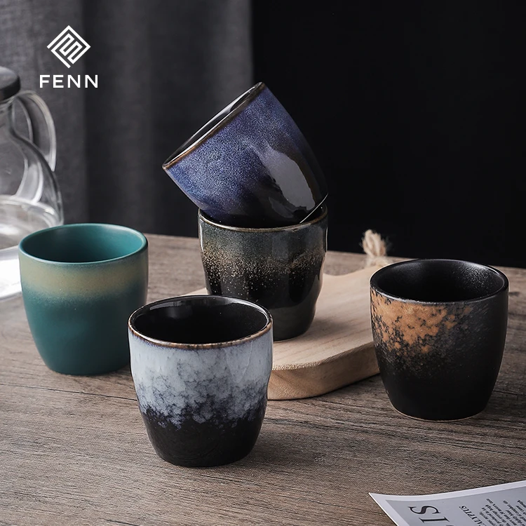 Jaapan Style Ceramic Cupping Color Glazed Design Sake Cups Arabic Cafe Cups Custom Vintage Porcelain Coffee Cup
