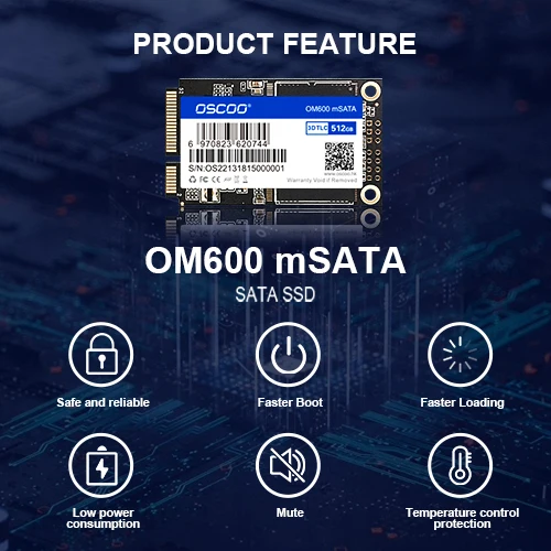OSCOO MSATA SSD 128GB/256GB/512GB/1TB/2TB para Laptop, 3D TLC