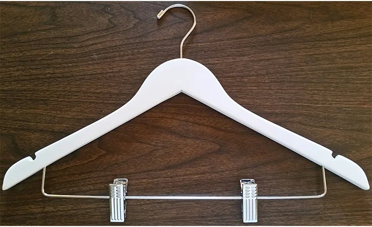 Kids wooden white 2024 hangers with clips for kids 45