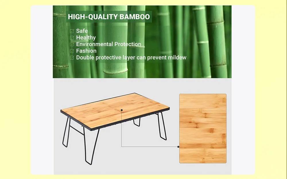 Meja Lipat Foldable Bamboo Picnic Table Portable Wooden Outdoor Folding Mini Wine Picnic Table 4426