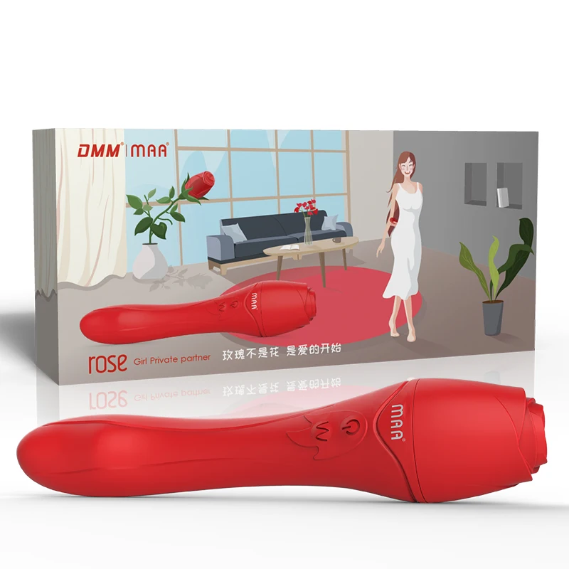 Rose Sex Toy Two in One Adult Tou Dildo Vibrator and Penis New for Women Extendo Wand Clictori Sucking with 10 Functions