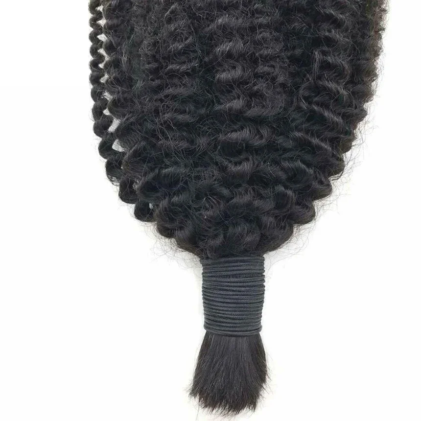 Brazilian Afro Kinky Curly Braiding Hair Bundles 3Pcs/Lot Full Head Human Hair For Braiding_voghion.com