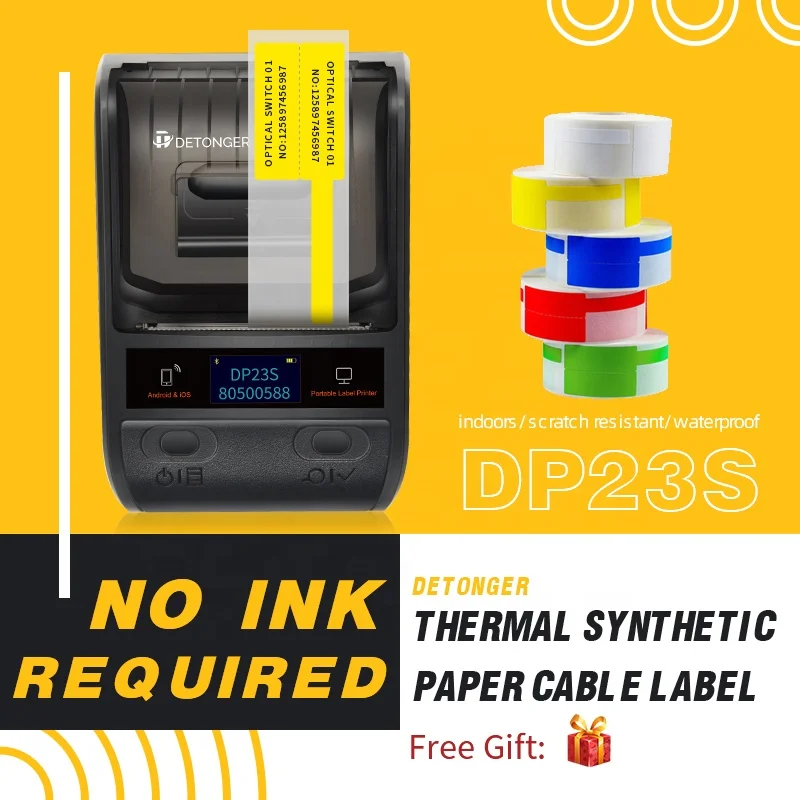 Detonger DP23S Communication Cable Label Printer Network Cable Computer Room Optical Fiber Cabel ID Marking Tag