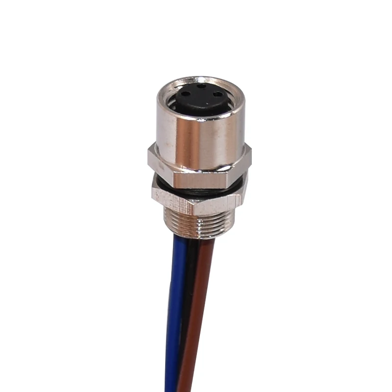 TPU GF M8 M12 Waterproof Panel Mount Connector Straight 3p 4p 5p 8p Rigoal With Pigtail