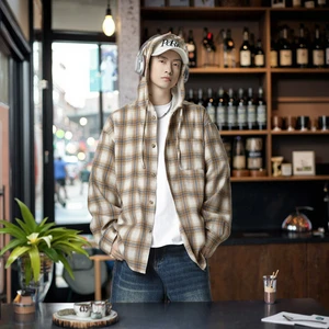 OEM & ODM Production Men's Vintage American Style Casual Loose Plaid Hooded