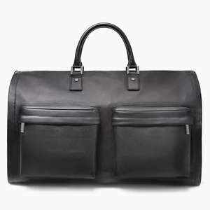 Custom Logo Waterproof Pebble Leather Men's Travel Garment Suit Carrier Outdoor Weekender Bag