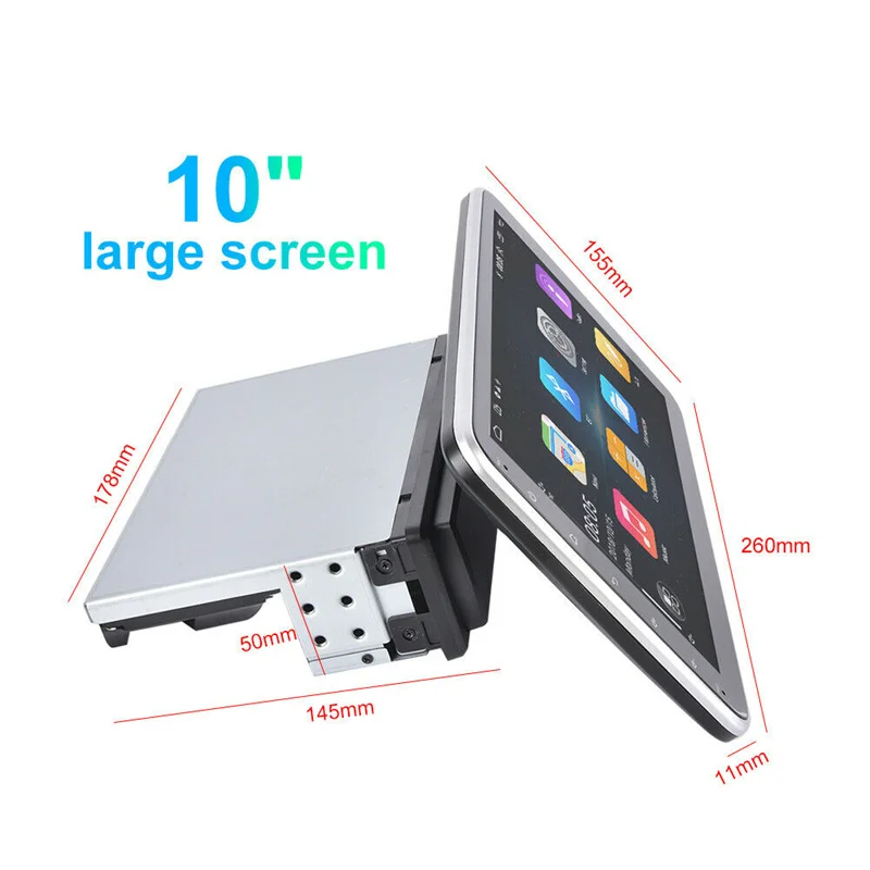 Android 11 Universal 1 Din Car Radio 10 Inch 360 Degree Rotation BT Video Multimedia WiFi BT GPS Navigation Mirror Link Carplay
