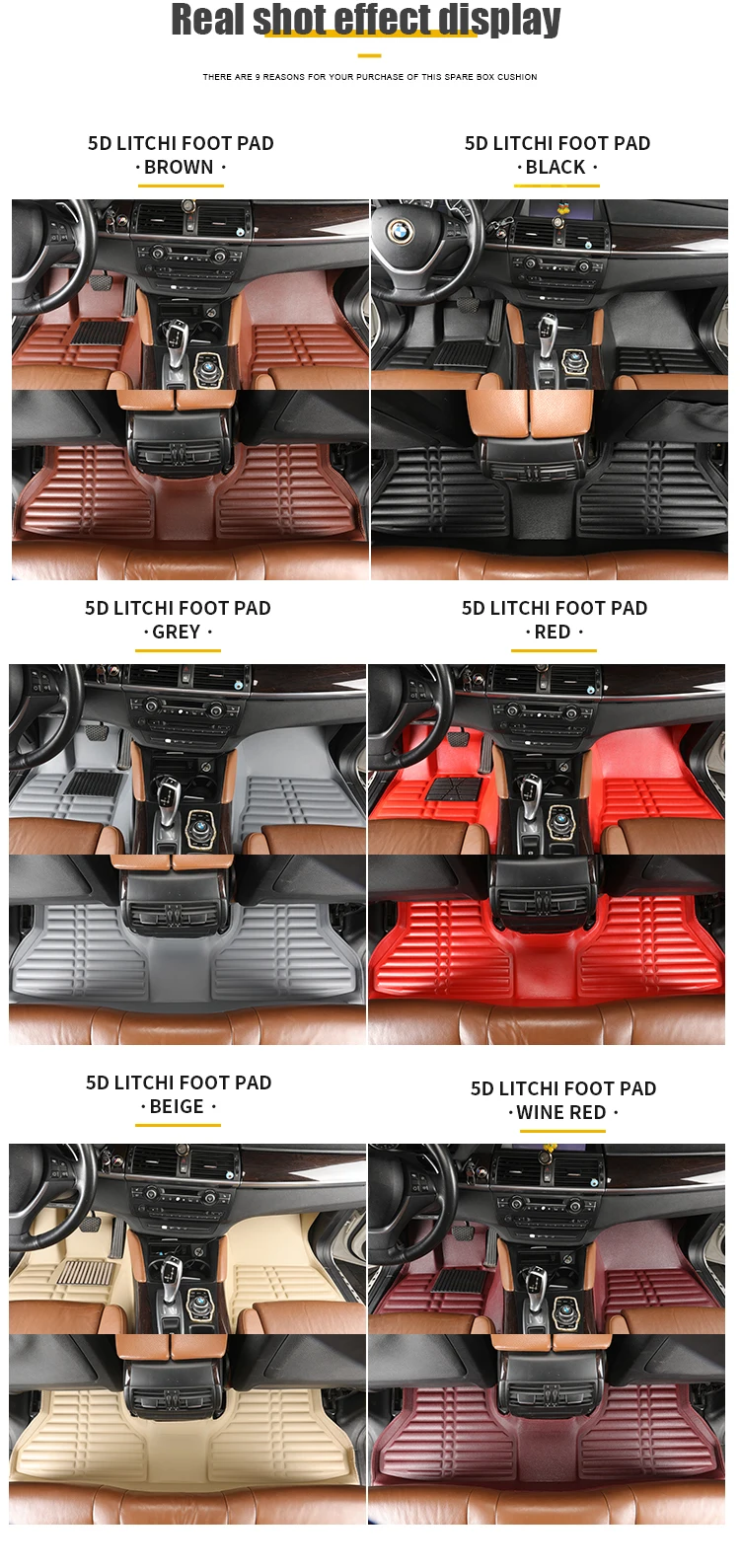 5D hot selling high quality automobile mat driving on the right easy and simple to handle 5d car mats pvc car mat