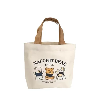 wholesale custom size canvas tote New three bears large capacity reusable shopping bag