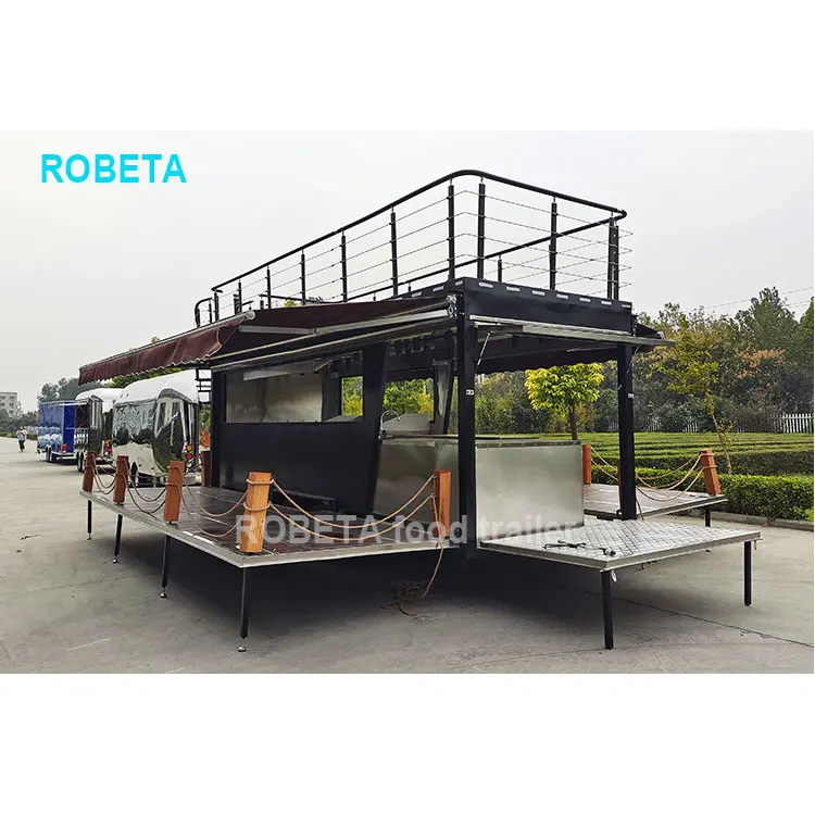 2 Level Food Trailers Fully Equipped Food Cart  Food Truck Two Story Coffee Trailer