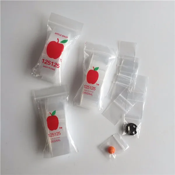 YURUI Eco Custom Mini Ziplock Baggies Design Mix Printed Jewelry Pouch Reclosable Plastic Small Zip Lock Bags with Apple Brand