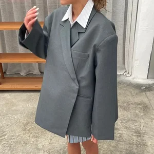 2026 Spring Fashion Long Sleeve Lapel Side Button Suit Jacket Notched Ladies Office Workwear Outwear Women Blazers