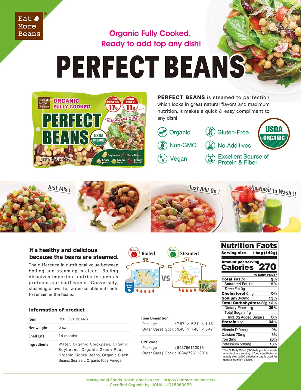 Whole Bean Snacks Perfect 5oz Gluten Free Instant Products Soy Black