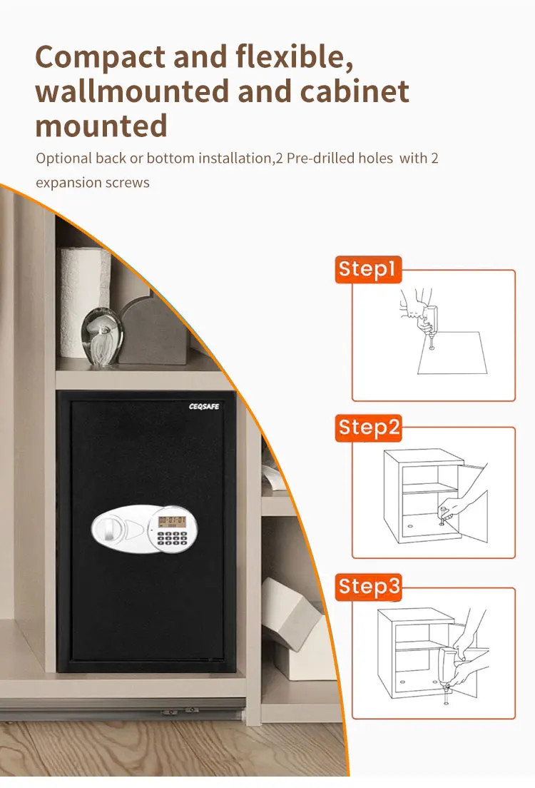 CEQSAFE CEQ Hotel Safety Deposit Mini Box With Electrical Password Key Locks Safe Box details