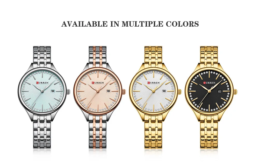 CURREN 9099 Small Dial Simple Design Quartz Watch Fashion Calendar Casual Waterproof Stainless Steel Strap Business Lady Watches