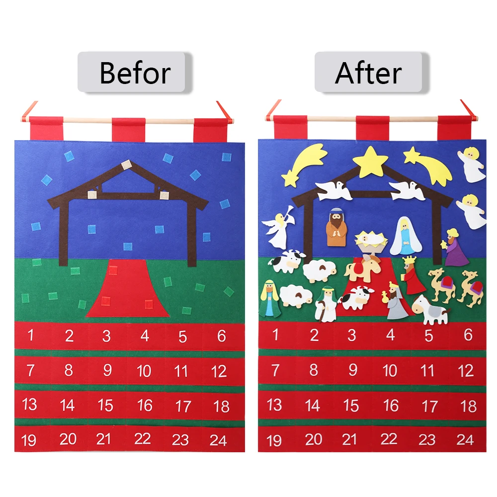 Wholesale Diy Felt Nativity Christmas Calendar Countdown Advent