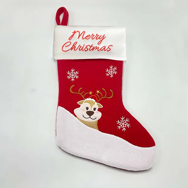 Eco-Friendly Snowman Elk Pattern Christmas Stocking Cloth Design for Festive Holiday Decor