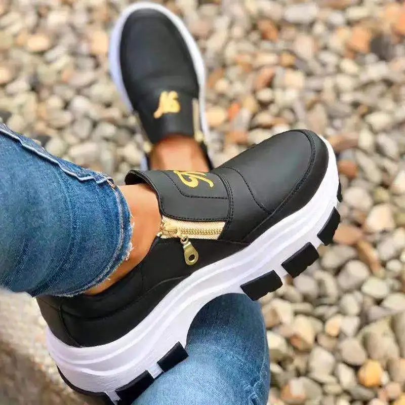 Zapatos Deportivos Con Cierre De Cremallera Para Mujer,Zapatillas Cómodas A  La Moda,Venta Al Por Mayor - Buy Las Mujeres Zapatillas De Deporte, Zapatillas De Deporte De Moda,De Moda De Las Mujeres Zapatillas De