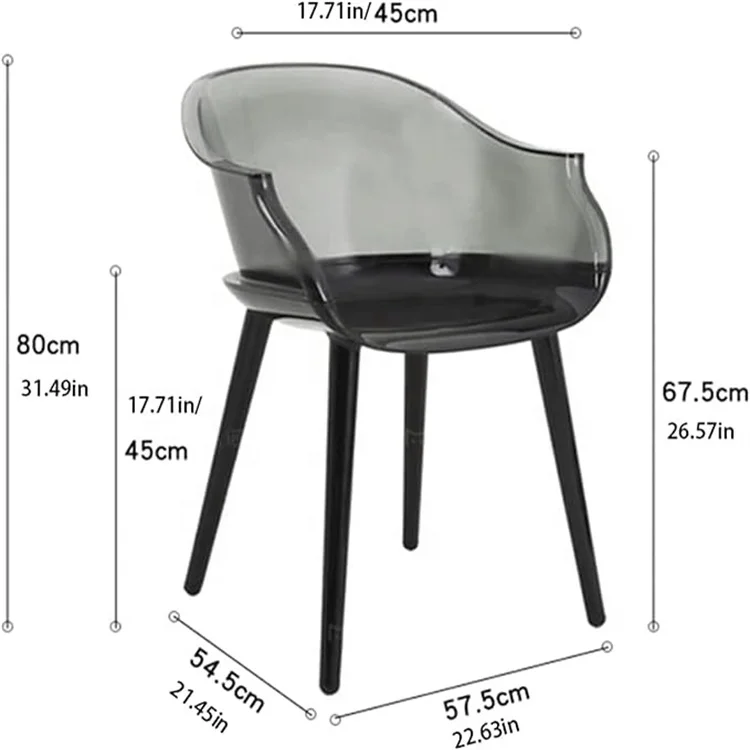 Nordic Creative Acrylic Transparent Chair Transparent Home Dining Room Chair Makeup Back Chair for Painful Living Room Bedroom
