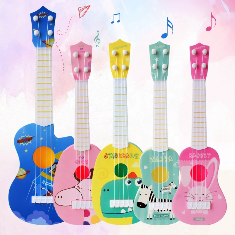 1-2 Kid's Simulation Instrument Mini Four Strings Toy Guitar Can Play Enlightenment Music Toys Musical Instrument Toys