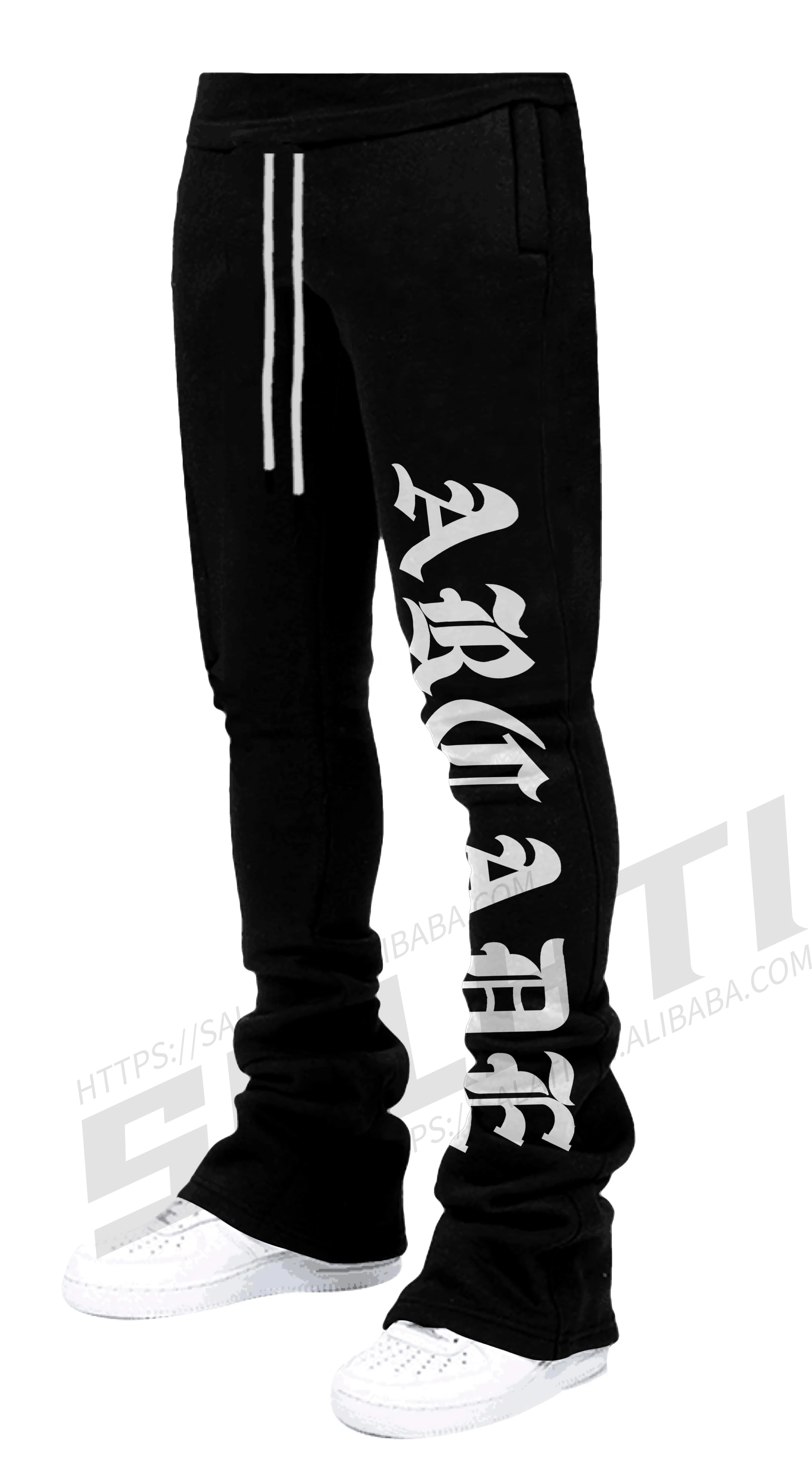 Custom Puff Print Stack Sweatpants Drawstring Trousers Cotton French Terry Joggers Men Stacked Sweat Pants gallery 2