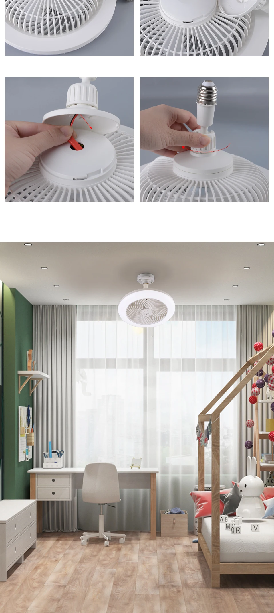 Home Ceiling Fan Lamp E27 Socket Decorative Dimmable Bladeless Home Modern Smart Ceil Light Fans Lamp Ceiling Fan With Light