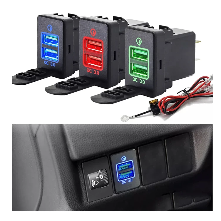 12V/24V対応 ダッシュボード内蔵型 デュアルUSBポート充電器 電源