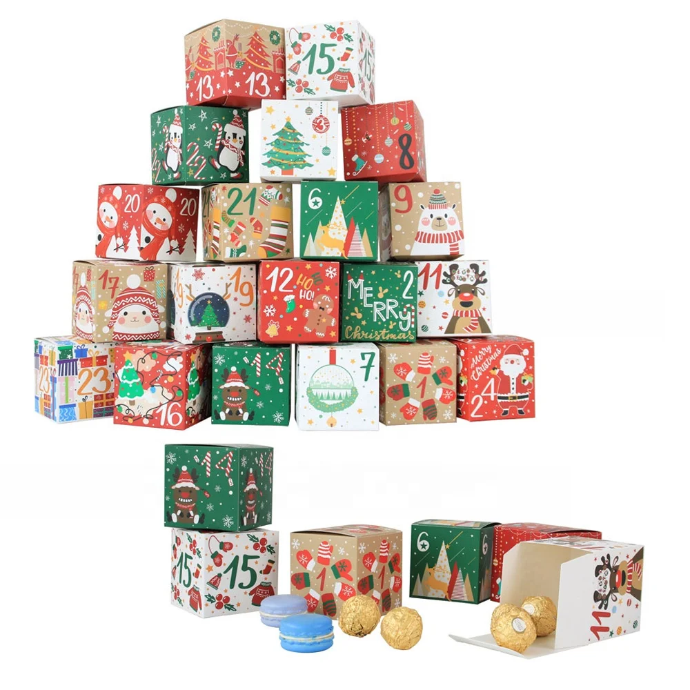 TAIYOU 24 Pieces Christmas Calendar Boxes 7 Cm Advent
