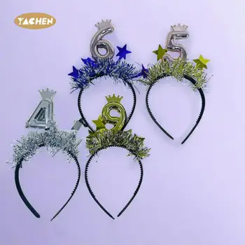 Metallic Digital Happy Birthday Headband With Crown