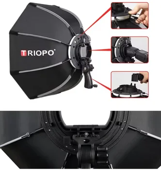 TRIOPO  120cm Foldable Octagon Softbox Bracket Mount Soft Box Handle for Godox Yongnuo Speedlite Flash Light product image