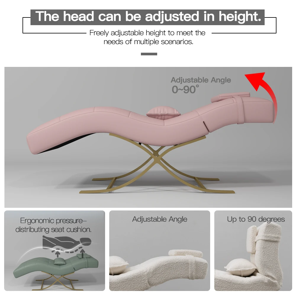 Madamcenter Luxury Black Beauty Salon Sofa Aesthetic Synthetic Leather Lash Bed for Eyebrow Facial Eyelash Extension Chair