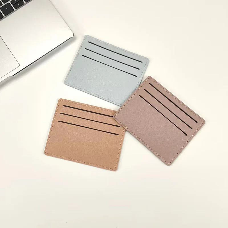 Custom Printing Logo Slim Small Size Credit Id Card Organizer Pu Leather Card Holder Wallet