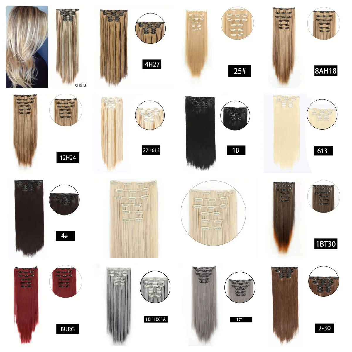 Clip in Hair Extensions 6Pcs Synthetic Hair Extensions Clip 