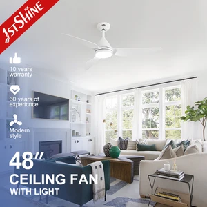 1stshine LED Ceiling Fan High Performance 48 Inches Smart Remote Control White Ceiling Fan Light