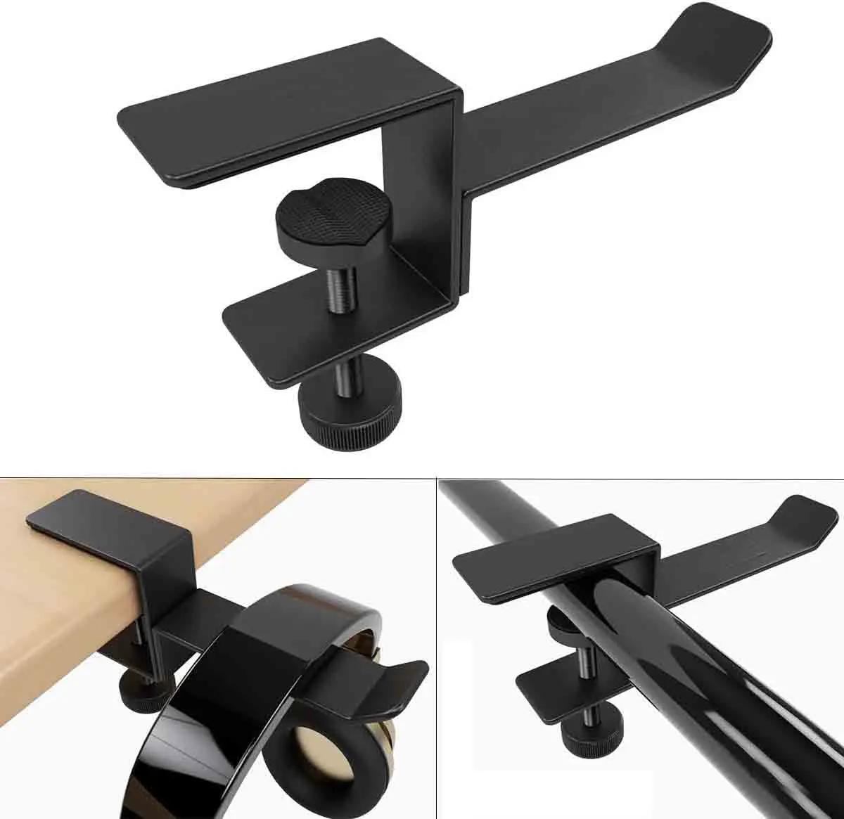 Двойная Вешалка для наушников под стол металлическая подставка гарнитуры держатель игровых универсальный