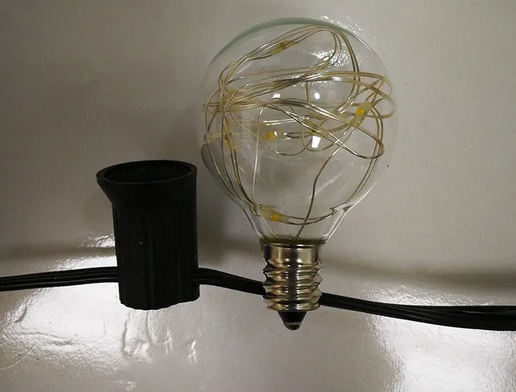 G40 Festoon String Lights 25 Globes LED Copper Wire Shatterproof Waterproof Outdoor 220V for Christmas Garden Patio Cafe Decor